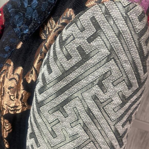 Vintage Sasha Fabiani bohemian mixed media brocade patchwork long jacket S - Picture 8 of 16